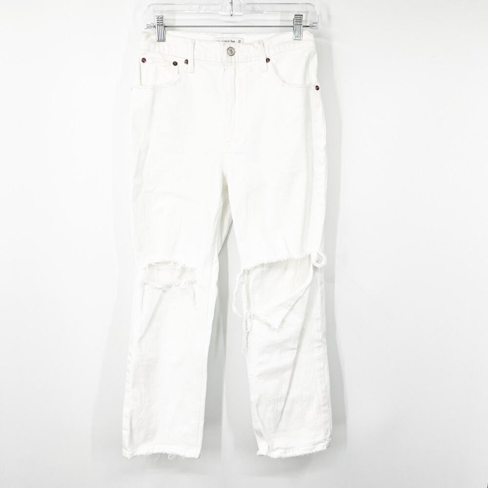 Abercrombie & Fitch The ‘90s Straight Jeans Ultra High Rise White EXTRA SHORT